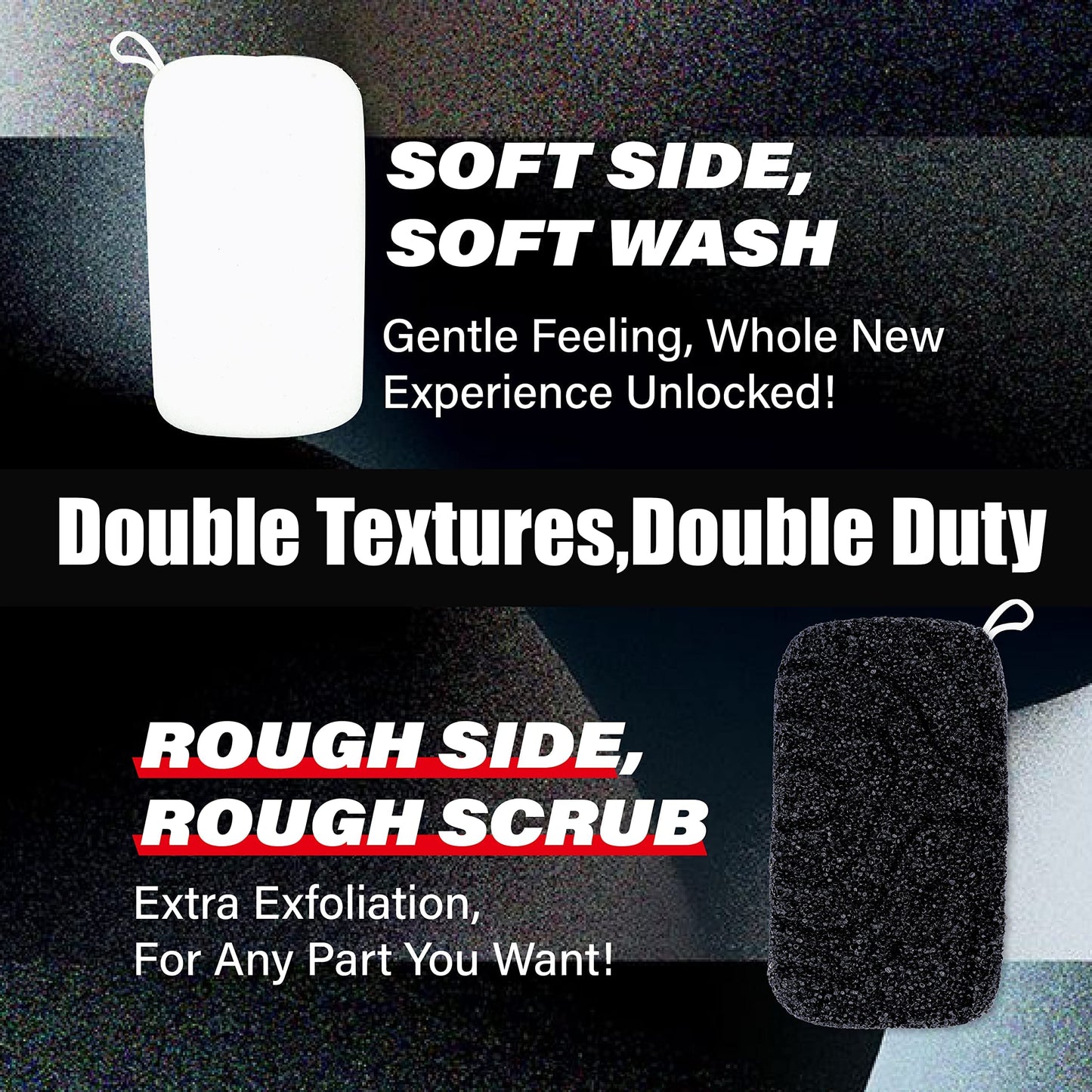 myHomeBody Dual-Texture Shower Sponge Extra Exfoliating Sponge, Body Scrubber Body Exfoliator, Body Sponge for Exfoliating Scrub, Loofah Sponge for Men, Body Scrubbers for Use in Shower, 1pc