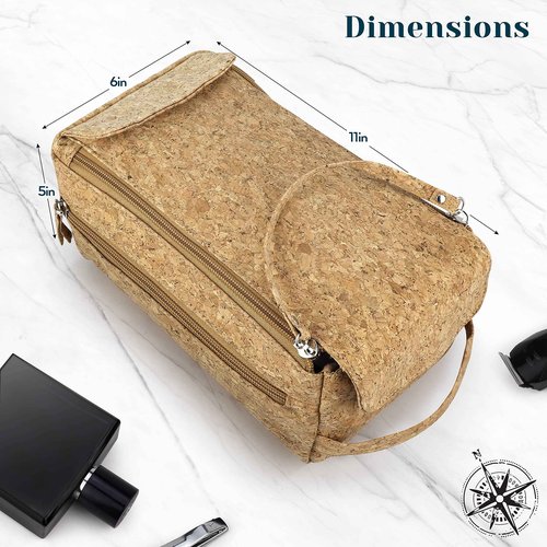 The Calling Man Denali Cork Leather Travel Toiletry Bag for Men– Waterproof Compact Dopp Kit with Hanging Design, Compartment and Dual Pockets Hygiene Bag for Toiletries
