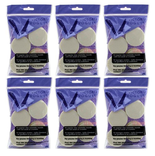 Victoria Vogue #912 Cosmetic Rounds 12 Count Regular Size (Pack of 6)
