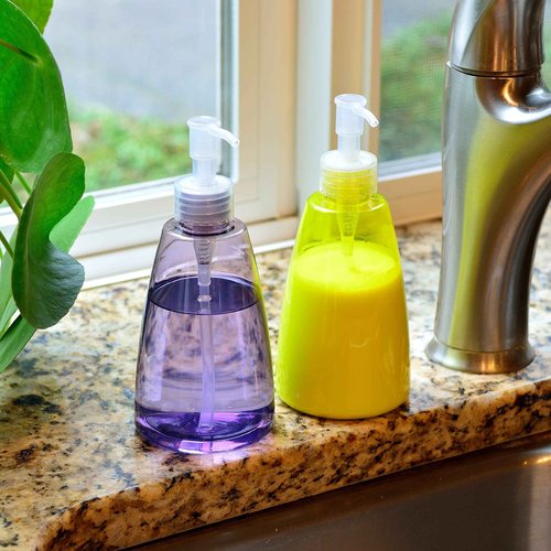 Youngever 6 Pack Empty Plastic Pump Bottles, Refillable Plastic Pump Bottles with Travel Lock in 6 Colors (8 Ounce)