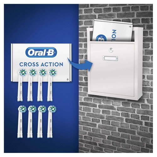 Oral-B CrossAction Toothbrush Heads Pack of 8 Replacement Refills for Electric Rechargeable Toothbrush, Mailbox Sized Pack