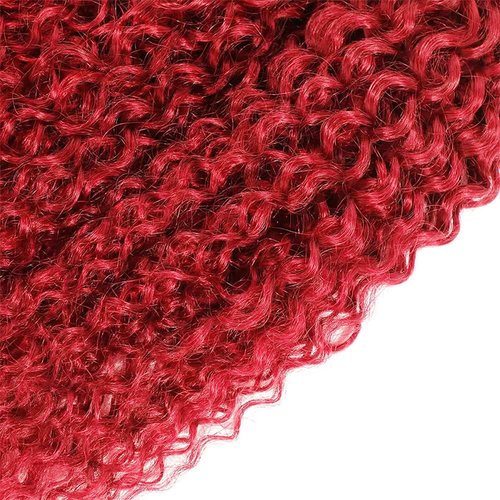 Red Curly Wave Human Hair Bundles 32 Inch Kinky Curly Single Bundle Light Red Color Human Hair Unprocessed Native Virgin Hair 100g Total Double Weft Crochet Human Hair Extensions for Women