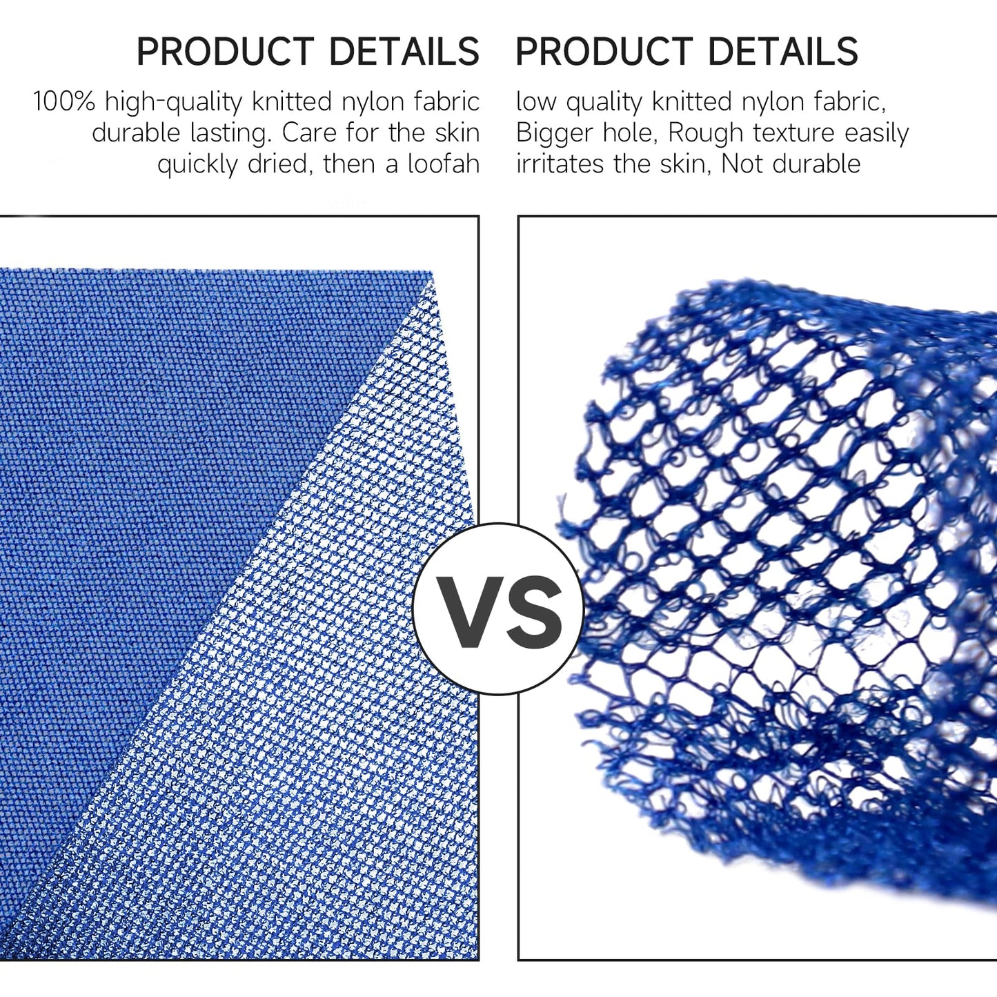 Metene 3 Pieces African Exfoliating Net, Colorful African Net Cloth, Long African Net Sponge Body Scrubber for Use in Shower, Bath Shower Wash Cloth for Skin Smoother Daily Use (Blue,Black,White)