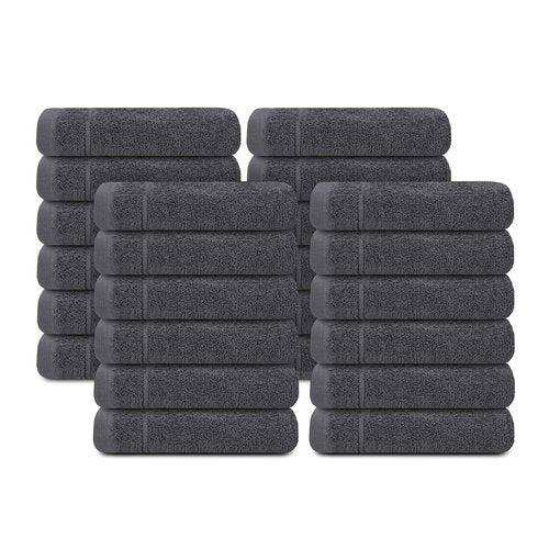 Tens Towels Pack of 24 Washcloths, 12 x 12 Inches, Lighter Weight, Quick to Dry, Super Soft & Absorbent, Gentle Face Towels, Hotel Quality, Perfect for Bathroom, Gym, Spa (Dark Grey, 24 Pack)