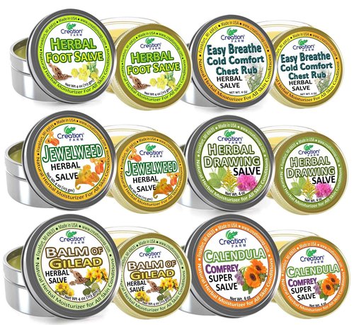 Foot Salve Herbal Balm Cream - Balsamo pomada crema herba de Los pies featuring Peppermint, Tea Tree plus 10 botanicals Creation Farm