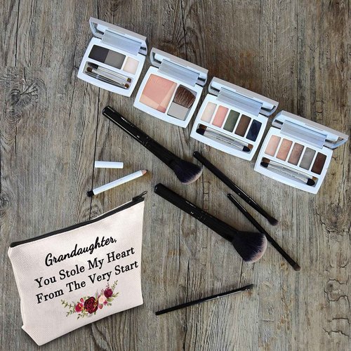 LEVLO Funny Granddaughter Gifts Grandaughter You Stole My Heart From The Very Start Makeup Bags Granddaughter Birthday Gifts (Grandaughter You Stole My Heart)