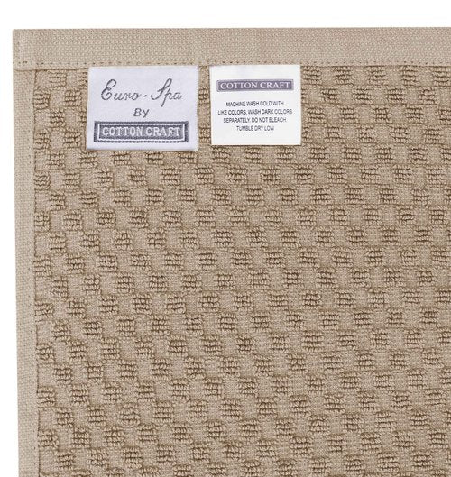COTTON CRAFT Euro Spa Waffle Wash Cloth - Set of 12 Luxury Pure Ringspun Cotton Waffle Weave Bathroom Face Towel - Everyday Absorbent Hotel Gym Shower Beach Kitchen Travel Dorm - 12x12 inches - Linen
