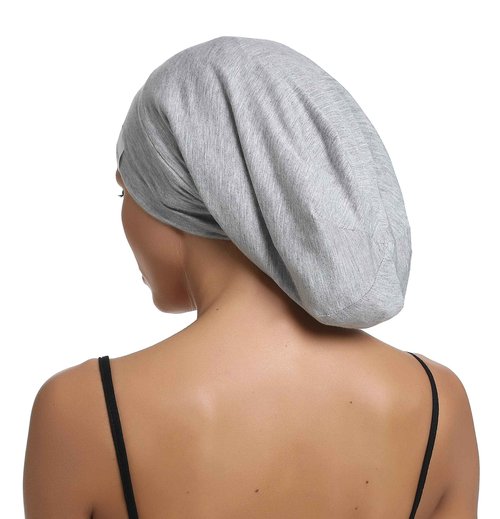 SAYMRE Satin Lined Bonnet Silky Hair Wrap Large Sleep Cap - Adjustable Beanie Slouchy Hats Bonnets for Women Curly Long Hair (X-Large, White)
