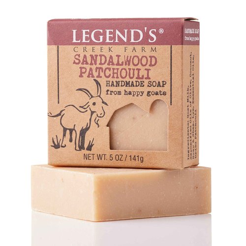 Legend's Creek Farm Goat Milk Soap - Cleansing Moisturizing Bar for Hands and Body - 5 Oz Creamy Lather, Nourishing, Gentle Natural Soap for Sensitive Skin (Sandalwood Patchouli, Pack of 3)