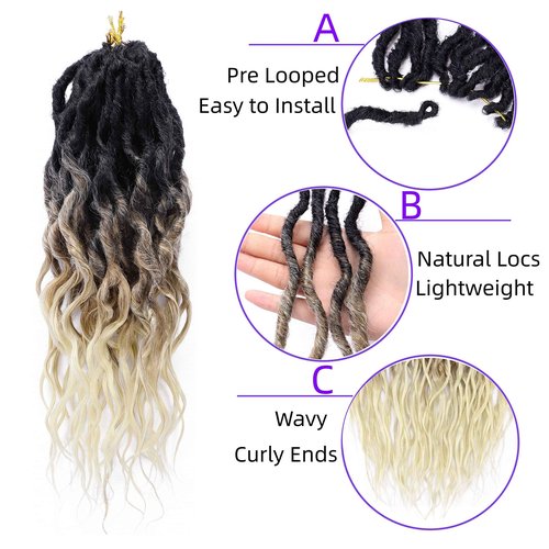 LOSMOEER 6 Packs Faux Locs Crochet Hair 24 Inch Soft Locs Crochet Braid Pre Looped Goddess Locs Crochet Hair for Women Queen Locs Crochet Braids with Curly Ends Synthetic Braiding Hair Extensions
