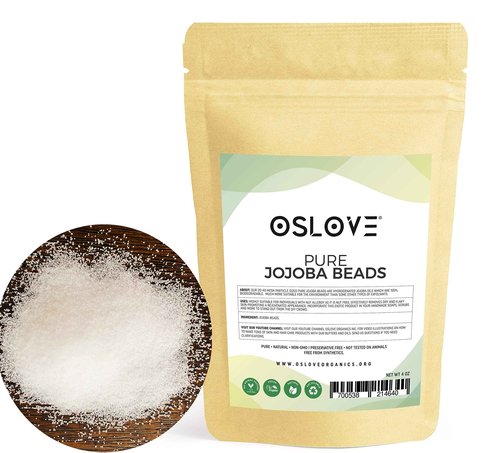 Oslove Organics Pure Jojoba Beads- 20/40 Mesh Size | Cleanses and Exfoliates Skin | Use in Soaps, Cleansers & Scrubs- 4oz