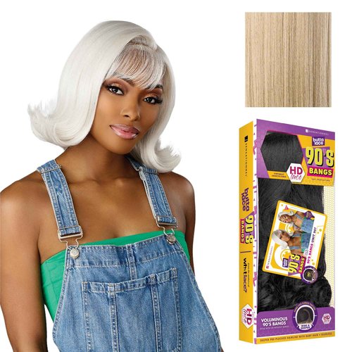 Sensationnel Butta Lace 90Sbangs Wigs - Unit 907 Glueless Wide Deep Part Synthetic Preplucked Hairline (BEIGEBLONDE)