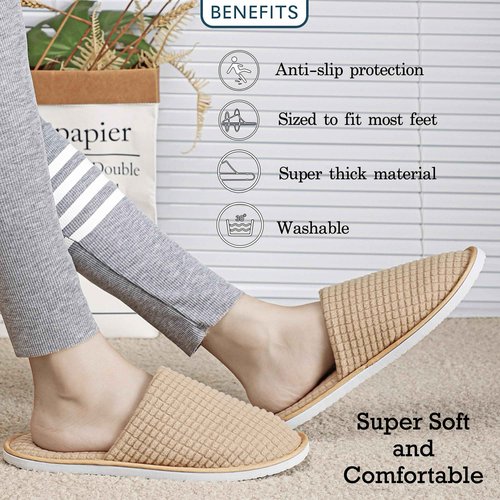OSTADARRA 6 Pairs Spa Slippers, Non Slip Disposable Slippers For Guest, Washable Reusable, Which Can Be Used As Women Men, House, Indoor, Bathroom, Bedroom, Hotel, Bride Slippers (2 sizes)