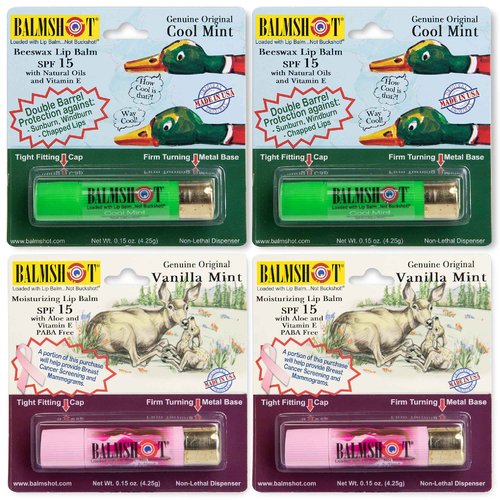 BALMSHOT Lip Balm 4 Pack (Minty Combo Variety Pack)