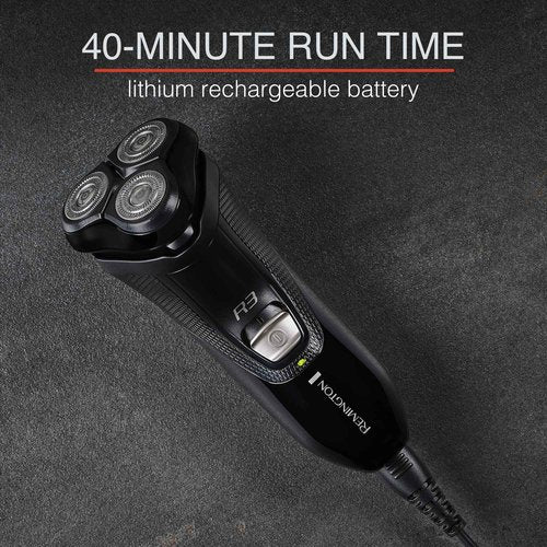 Remington R3 Style Series Rotary Shaver for Men, Flexing Technology and Sensitive Skin Comfort, Rechargeable Wet or Dry Electric Razor with Pop Up Trimmer and Stubble Attachment