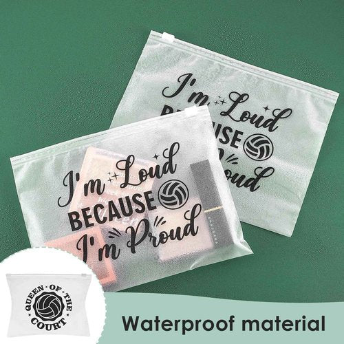 Saintrygo 54 Pieces Volleyball Pouch EVA Matte Small Makeup Bag with Words Volleyball Gifts Party Bags Sport Waterproof Cosmetic Portable Pencil Case with Zipper for Women