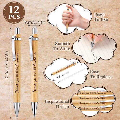 Silkfly 36 Pcs Christmas Employee Appreciation Gifts Bulk Cosmetic Makeup Bag Wooden Inspirational Ballpoint Pen Keychain Thank You Gifts for Coworkers Office Staff Team