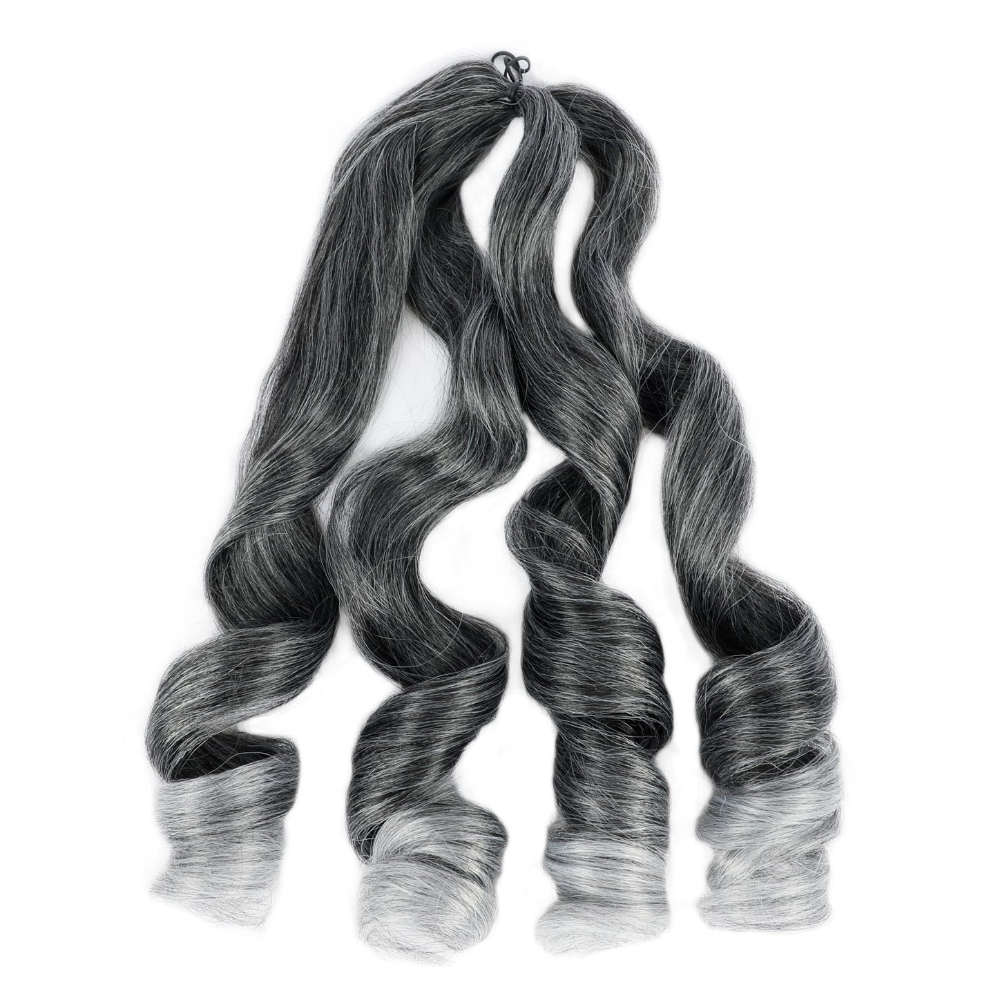 Ombre Grey French Curls Braiding Hair 22 Inch Bouncy French Curly Braiding Hair Loose Wavy Crochet Braids Hair for Women (7 Packs, 1B/Grey#)