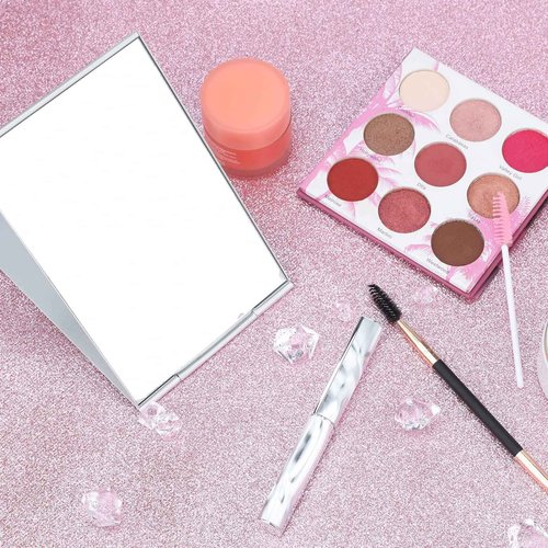 G2PLUS Portable Folding Vanity Mirror, Ultra-Slim Aluminum Shell Travel Mirror, 4x3 Inch Small Mirror for Travel, Bathroom, Makeup, Beauty, Grooming