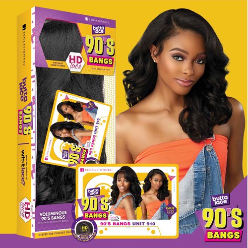 Sensationnel Butta Lace 90Sbangs Wigs - Unit 910 Glueless Wide Deep Part Synthetic Preplucked Hairline (CHOCOLATECOPPER)