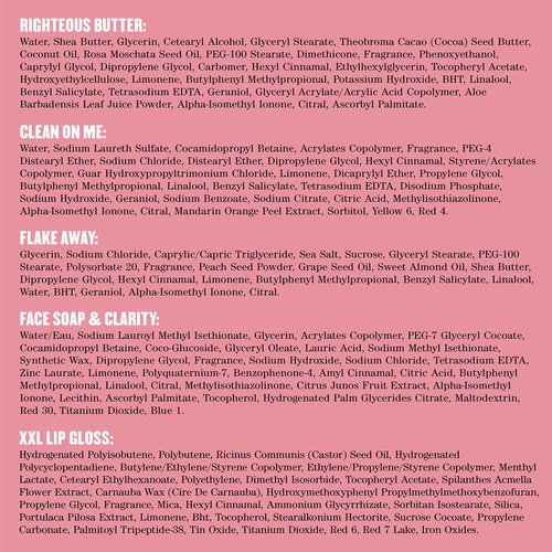 Soap & Glory The Glorious Five Gift Set - Righteous Butter Body Butter, Clean On Me Shower Gel, Flake Away Body Scrub, Vitamin C Face Wash, & Pillow Plumping Lip Gloss - Holiday Gift Sets