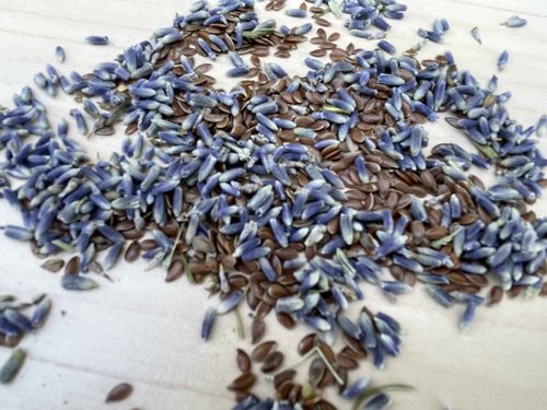 Sacksy Thyme Organic Linen Eye Pillow - Lavender & Flaxseed for Relaxation, Yoga, Stress Relief - Microwavable Heating Pad & Cool Compress - Made in USA - Gifts for Meditation - (Lavender)