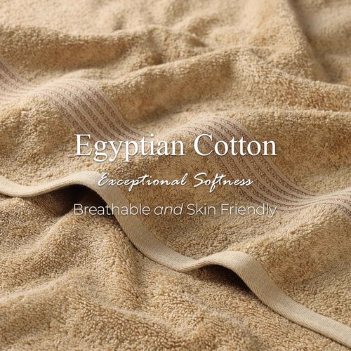 Superior 100% Long Staple Combed Cotton Face Towels, 10 Piece, Toast
