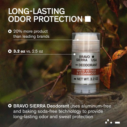 Aluminum-Free Deodorant for Men by Bravo Sierra, 3-Pack-Contains Natural Ingredients–Long Lasting All-Day Odor and Sweat Protection-White Vetiver & Cedarwood, 3.2 oz-Paraben-Free, Vegan & Cruelty-Free