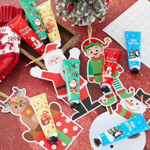 Swiffen 72 Set 144 Pcs Christmas Hand Cream Bulk Lotion Christmas Holiday Gifts Tree Ornament Travel Size Mini Hand Lotion Card Dry Cracked Xmas Stocking Stuffer for Women Coworker (Xmas Style)