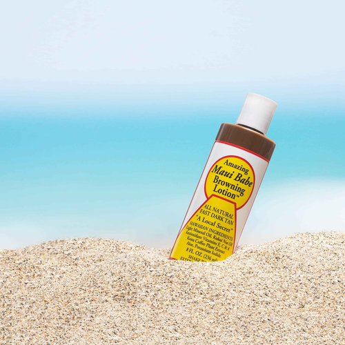 Maui Babe Tanning Lotion Set – 8oz Browning & After Sun Lotion with Makeup Bag – Outdoor Sun Tan Enhancer & Moisturizer
