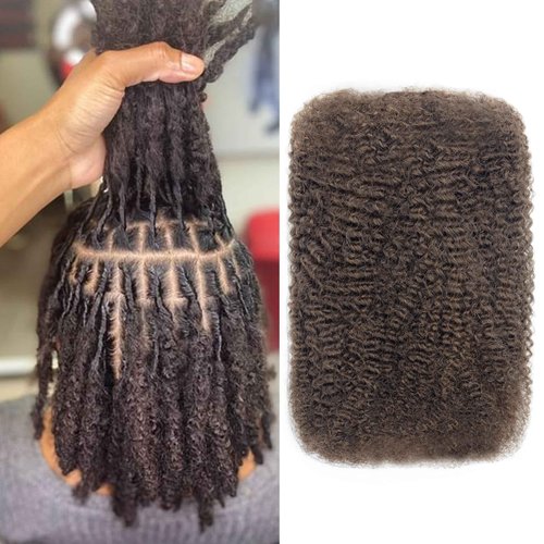 Pre-sretched Afro Kinkys Bulk Human Hair for Permanent Micro Locs/Twists/Braids/Repair Locs Afro Kinky Curly Bulk Length and Thickness Extending(#4,14inch 50g)