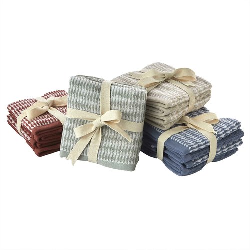 SKL Home Longborough 100% Turkish Cotton Premium 4-Piece Washcloth Set, 520 GSM, Soft & Absorbent Jacquard, Sage
