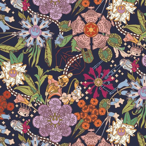 Vera Bradley Women's Star Wars Featherweight Medium Cosmetic Makeup Bag, Power the Force Floral, One Size