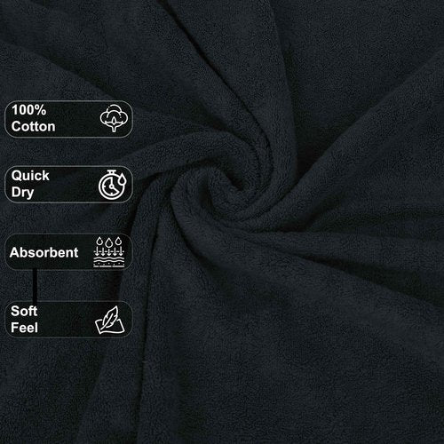 GOLD TEXTILES 100% Cotton Washcloth - 12 Pack | 13x13 inches | Grey - Ultra Soft, Highly Absorbent, Long Lasting and Quick Drying - Hotel & Spa Collection Cool Feel Fingertip Towels (12, Grey)