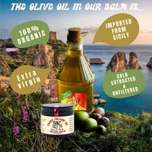 Twins Tallow Co. Beef & Cheeks Unscented Tallow Balm 2oz, Cosmetic Grade Grass-Fed & Finished Beef Tallow paired with Organic Sicilian Unfiltered Extra Virgin Olive Oil