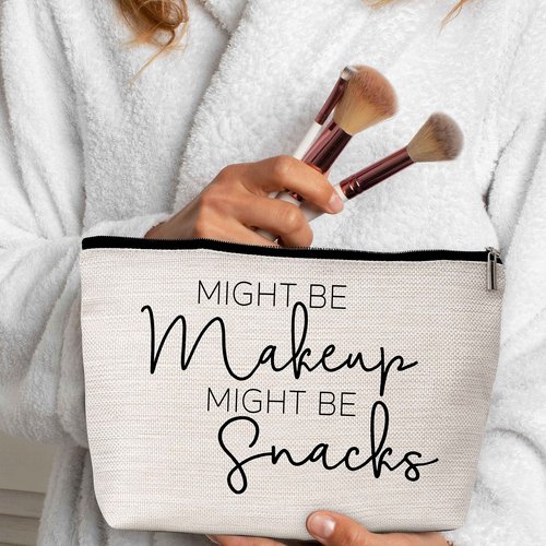 GREOXG Makeup Bag Gifts for Women Who Have Everything, Might Be Makeup Might Be Snacks Travel Cosmetic Bag, Friendship Gifts for Girls Teens Women Birthday Christmas Graduation-A03