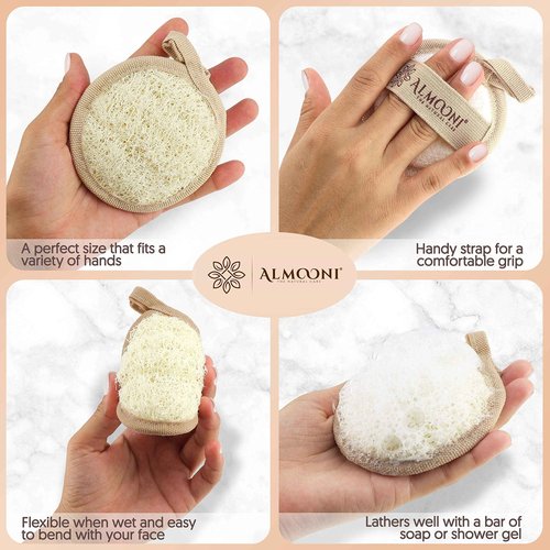 Premium Exfoliating Loofah Glove Pad Scrubber for Body and Face. Our Pads are Made with Natural Egyptian Shower Loofah Sponge That Gets You Clean, Not Just Spreading Soap