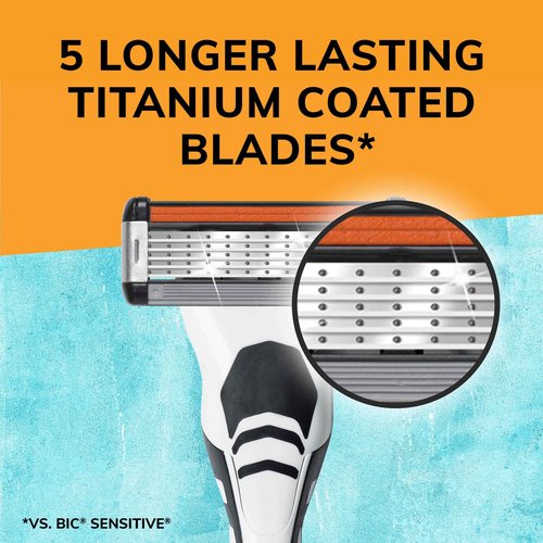 BIC Flex 5 Titanium Disposable Razors for Men 4 Piece Set and BIC Flex 5 Refillable Razors for Men 1 Handle 7 Cartridges 8 Piece Shaving Kit