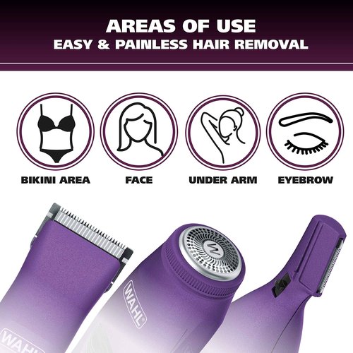 Wahl Pure Confidence Rechargeable Electric Trimmer, Shaver, & Detailer for Smooth Shaving & Trimming of The Face, Underarm, Eyebrows, & Bikini Areas – Model 9865-100
