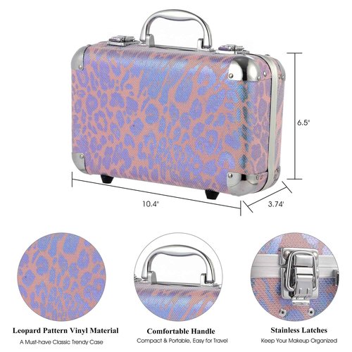 Hot Sugar All In One Makeup Set for Adults and Girls - Full Makeup Kit for Beginners With Eye Shadow Palette, Blush, Lip Gloss, Brush, Mirror (Pink Leopard)