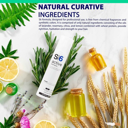 NAPURA S6 Active Professional Anti Dandruff Shampoo with Tea Tree Oil, 1% Zinc and 1% Salicylic Acid - Natural Itchy Scalp Treatment (13.53 fl oz) for Men and Women