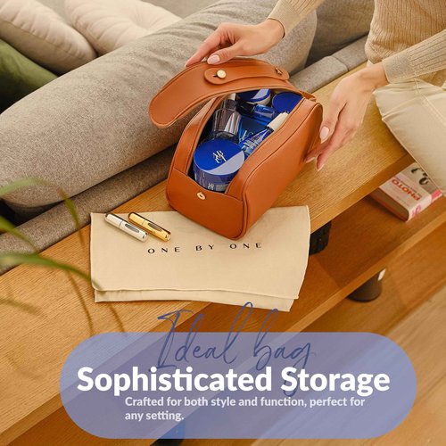 ONE BY ONE Travel Makeup Bag Set - Waterproof Cosmetic Bag with 2 Refillable Perfume Atomizers, Portable Toiletry Organizer for Women