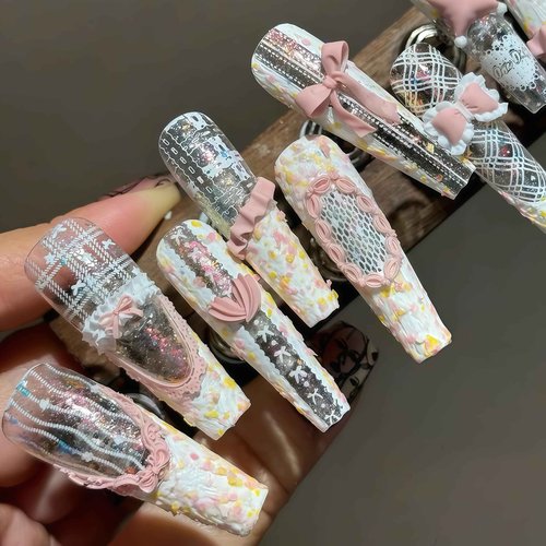 3D Cream Nail Mold Silicone Tools Lace Nails Charms Resin Molds Art for Accessories Supplies