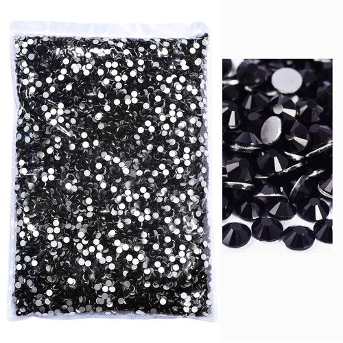 Blinginbox Flatback Rhinestones Bulk,14400pcs Crystal Round Loose Gemstones Glass Rhinestones for Crafts Makeup Nail Art Clothes Shoes DIY Decorations(SS16,3.8-4.0mm,Black)