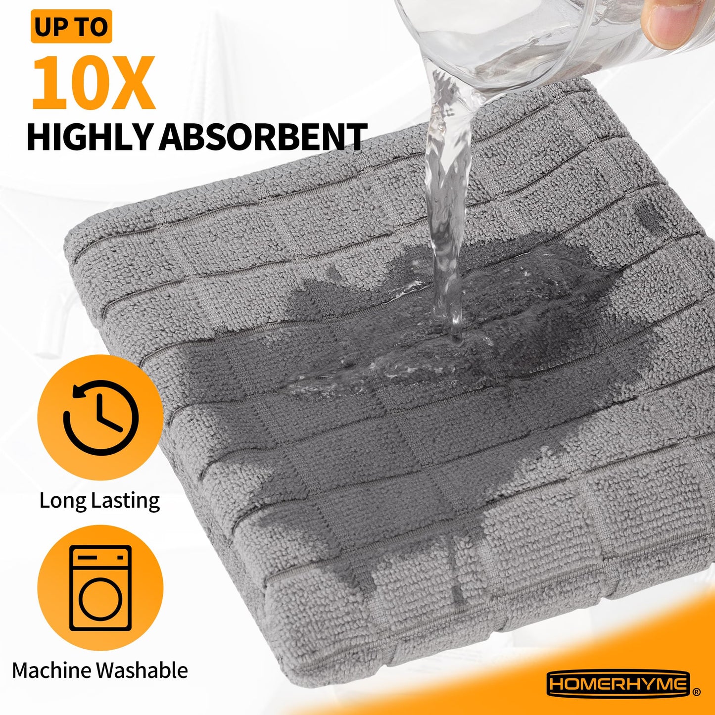 HOMERHYME Microfiber Hand Bath Towels, 120 Pack 25''*15'' Grey Bathroom Hand Towels, All-Purpose Quick Dry Lint Free Soft Absorbent Checkered Washcloth Fingertip Towels Bulk for Travel Gym Hotel