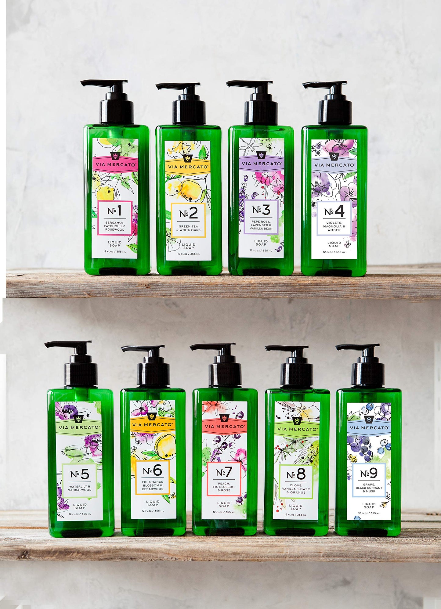 Via Mercato Liquid Soap, Shea Butter Enriched (12 oz), No. 6 - Fig, Orange Blossom & Cedarwood