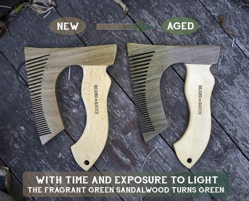 THE BEARDED AXE BEARD COMB | Original | Green Sandalwood/Boxwood | Artisan Crafted & Handmade