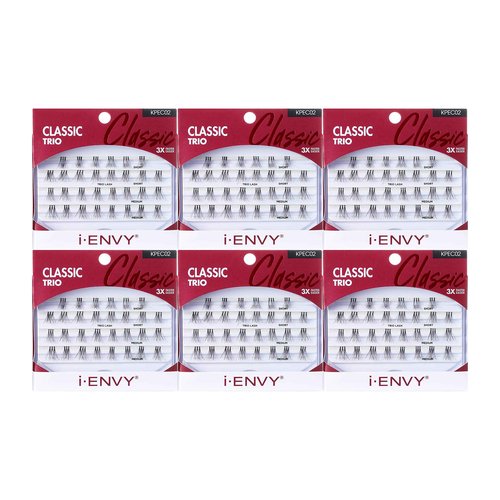 i-ENVY by KISS Trio Lash Classic Medium 30 Lashes (Pack of 6) Natural Style 3X Faster Easier Application