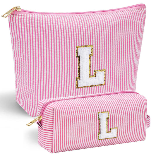 YOOLIFE Preppy Stuff Gifts for Women, Pink Makeup Bag Customized Gifts Cosmetic Bag Daughter Gifts Sister Gifts Birthday Gifts for Girl Women Teacher Gifts Gifts for Friends Preppy Makeup Bag L