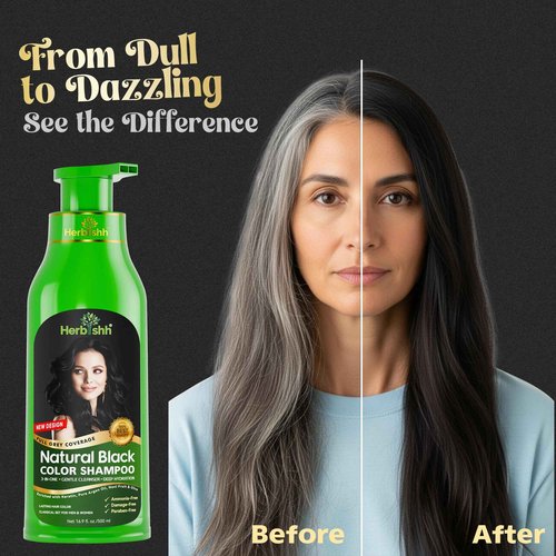 Herbishh Combo Hair Color Shampoo Black 500ml + Herbishh Argan Hair Mask 250gm